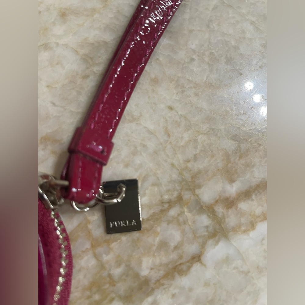 Furla Pink Ostrich Wristlet Coin Purse - Picture 4 of 6